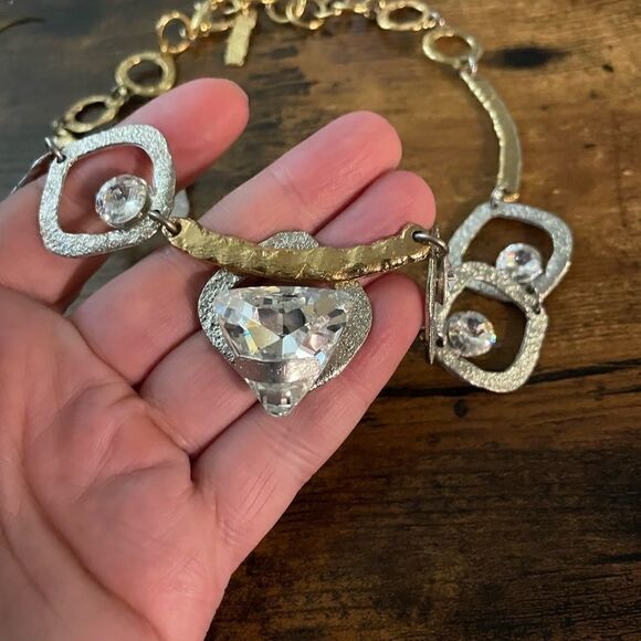 J.Jansen  VNT Swarovski 24K Gold Plated 80’s Necklace Stamped - Picture 2 of 9